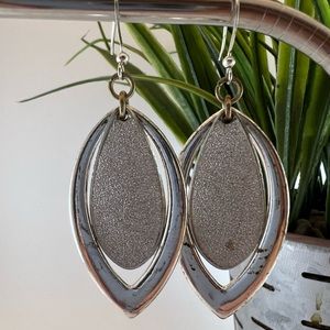 Glittery silver fashion dangle earrings